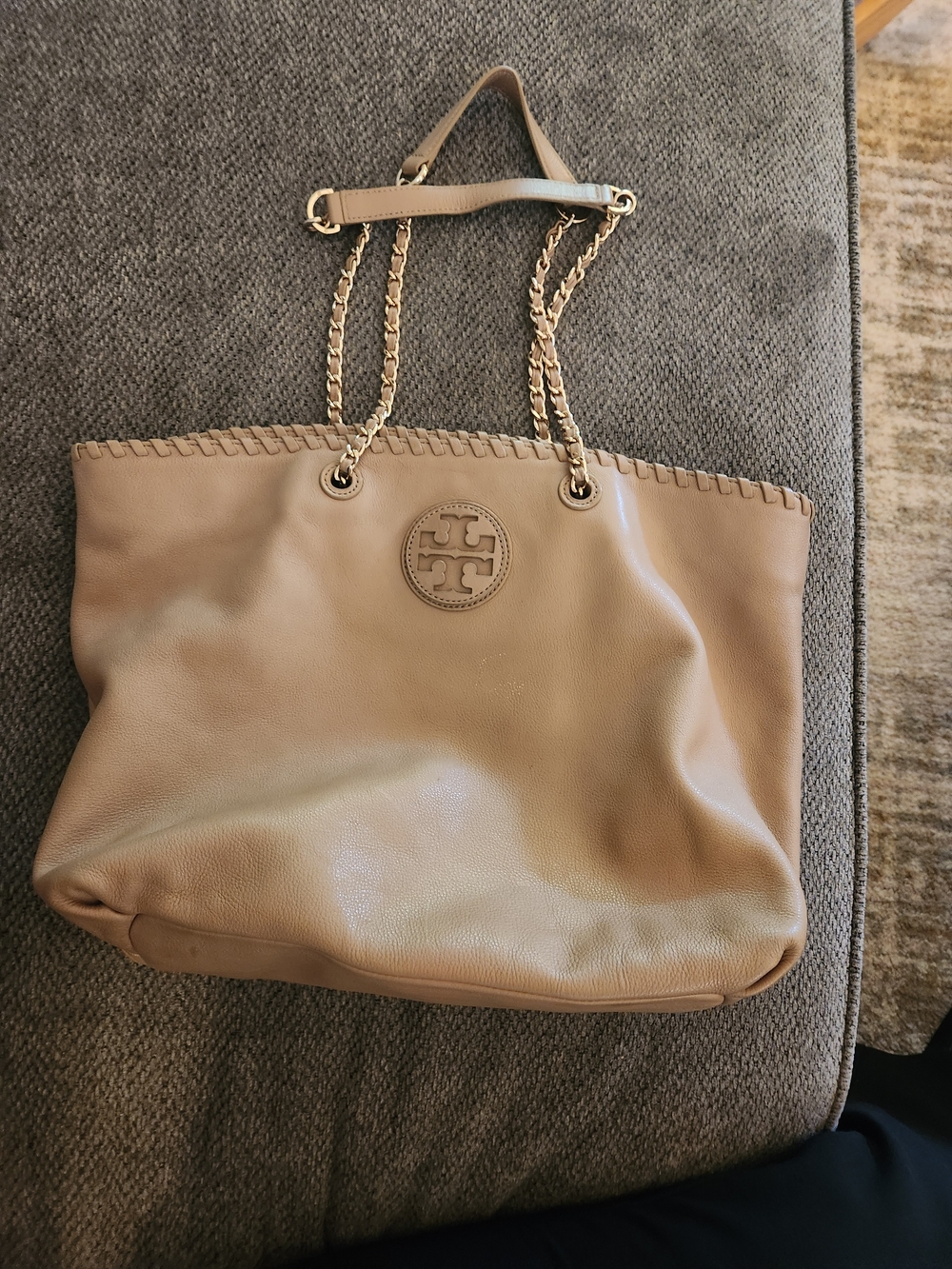 Tory Burch Tan Leather Chain-Handle Tote